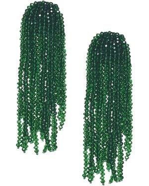 Sachin & Babi Fountain Glass Beaded Tassel Earrings - Green