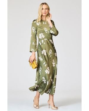 Sachin & Babi Tyra Floral Tea Length Empire Waist Dress - Green