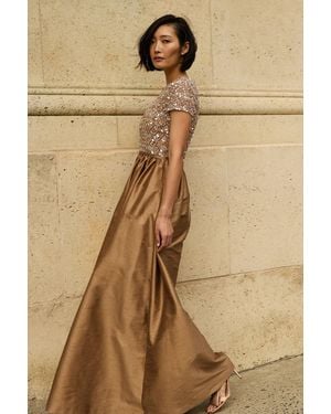 Sachin & Babi London Embellished Short Sleeve Ball Gown - Natural