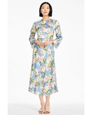 Sachin & Babi Tyra Floral Tea Length Empire Waist Dress - Blue