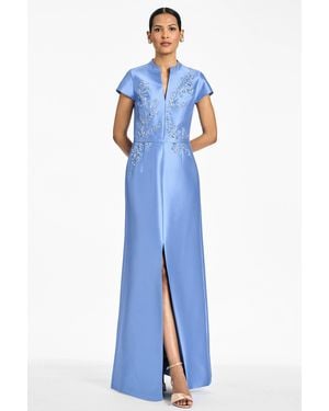 Sachin & Babi Charlotte Embellished Mikado A-Line Gown - Blue
