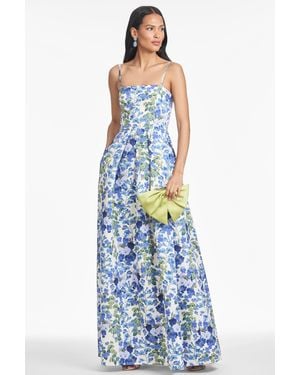 Sachin & Babi Beau Multi Floral Empire Waist Gown - Blue