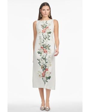 Sachin & Babi Asha Ivory Floral Linen Blend Sheath Dress - White