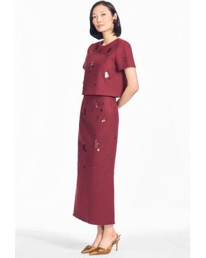 Sachin & Babi Leona Burgundy Brushed Knit Column Skirt - Red