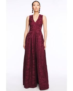 Sachin & Babi Brooke Burgundy V Neck Ball Gown - Purple