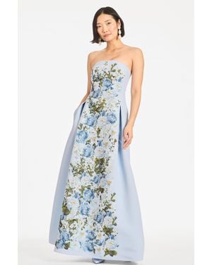 Sachin & Babi Larisa Sky Floral Strapless Ball Gown - Blue