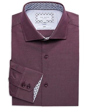 Ted Baker Slim-Fit Plaid Dress Shirt - Purple
