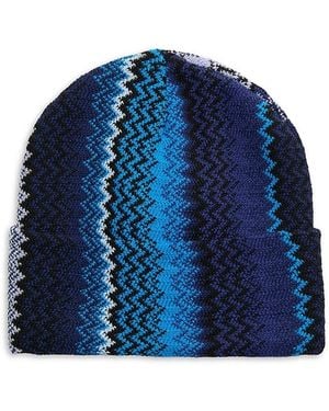 Missoni Zig-Zag Tonal Wool-Blend Beanie - Blue