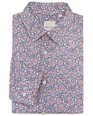 Paul Smith Floral Cotton Tailored Fit Dress Shirt - Blue