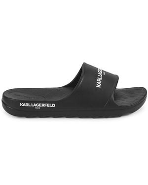 Karl Lagerfeld Logo-Detailed Platform Slide Sandals - Black