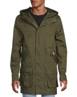 HUNTER Downing Rainjacket Cotton Hooded Coat - Green