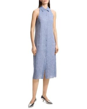 Theory Chambray Button-Front Shirtdress - Blue