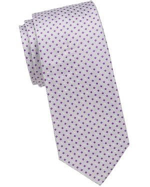 Canali Geometric Silk Tie - White