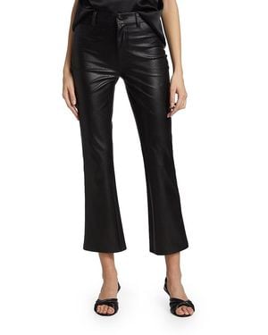 PAIGE Claudine High-Rise Cropped Ankle Flare Faux Leather Jeans - Black