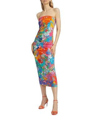 Susana Monaco Tie-Dye Strapless Tube Midi-Dress - Blue
