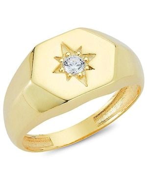 Chloe and Madison 14K & Cubic Zirconia Signet Ring - Metallic