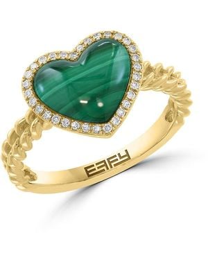 Effy Malachite & Diamond 14K Heart Ring - Green