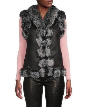 BELLE FARE BY MING YANG Faux Fur Vest - Black