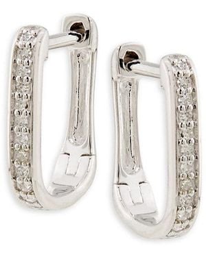 Saks Fifth Avenue 14K & 0.07 Tcw Diamond Huggie Earrings - White