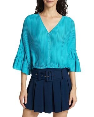 Ramy Brook Naya Pleated Crop Top - Blue