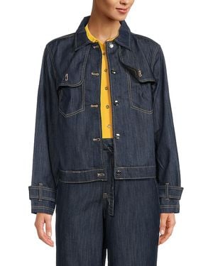 Tommy Hilfiger Cropped Denim Trench Coat - Blue