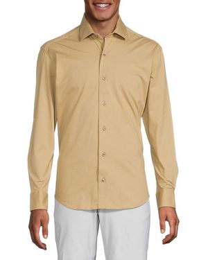 Bertigo Stretch Cotton Solid Shirt - Natural