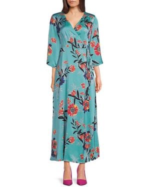 Subtle Luxury Floral Wrap Maxi Dress - Blue