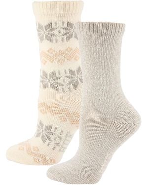 Hue 2-pack Nordic Snowflake & Solid Crew Socks - Red