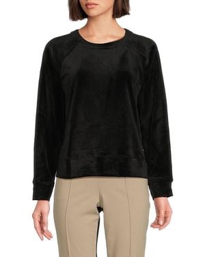 DKNY Raglan Sleeve Velour Sweatshirt - Black