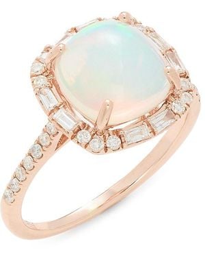 Effy 14K, 0.39 Tcw Diamond & Ethiopian Opal Halo Ring - White