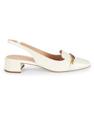 Cole Haan Penley Leather Slingback Block-Heel Court Shoes - White