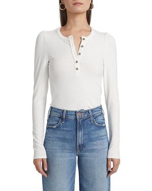 Generation Love Britt Rib-Knit Jersey Long-Sleeve Top - White