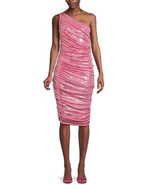 Norma Kamali Diana Metallic Ruched One-Shoulder Dress - Red