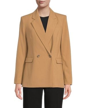 DKNY Double Breasted Notch Lapel Blazer - Natural