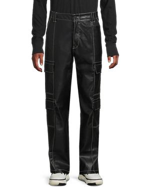 Hudson Jeans Baggy Faux Leather Cargo Pants - Black