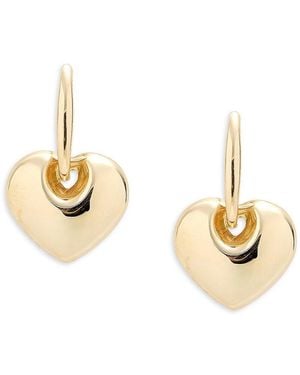 Saks Fifth Avenue 14K Heart Hoop Earrings - Metallic