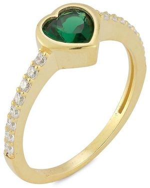 Chloe and Madison 14K Goldplated Sterling & Cubic Zirconia Heart Ring - Metallic