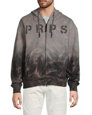 PRPS Mt. Hood Dip-Dye Cotton Zip Hoodie - Gray