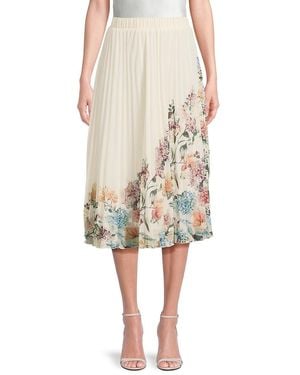 Wdny Floral Pleated Midi-Skirt - Natural