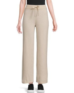 Saks Fifth Avenue 100% Cashmere Wide Leg Trousers - Natural