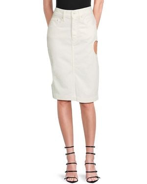 Off-White c/o Virgil Abloh Meteor Cutout Cotton Pencil Denim Skirt - White