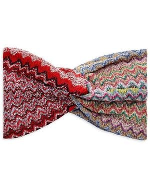 Missoni Chevron Metallic Knit Headband - Red