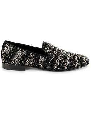 Roberto Cavalli Embellished Leather Smoking Slippers - Black