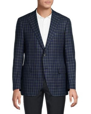 Samuelsohn Checked Wool-Silk Classic-Fit Sport Coat - Blue