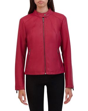 Kenneth Cole 'Faux Leather Racer Jacket - Red