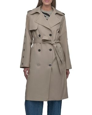 DKNY Gromet Cotton Trench Coat - Grey