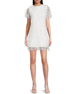 MILLY Rana Feather Minidress - White