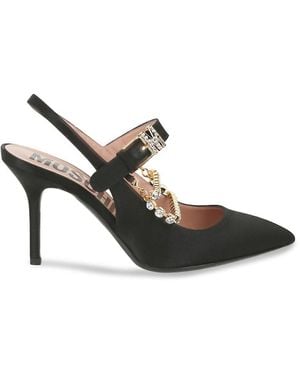 Love Moschino 100Mm Metal Chain Rhinestone-Embellished Slingback Pumps - Black