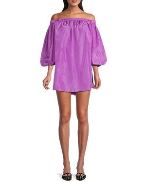 Valentino Off-Shoulder Silk Minidress - Purple