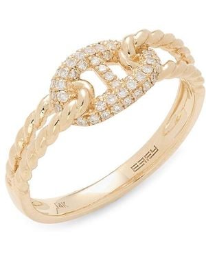 Effy 14K & 0.18 Tcw Diamond Ring - White